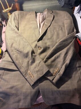 Macy's Brown Tan Glen Plaid Sport Coat